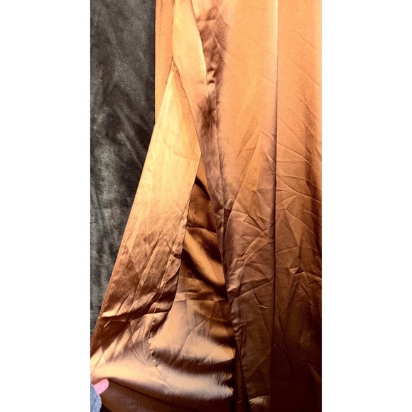 Show Me Your Mumu Adele Halter Maxi Dress Womens Large Copper Brown Luxe Satin - Picture 13 of 16